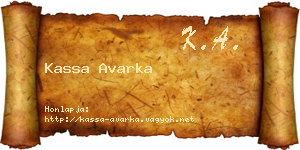 Kassa Avarka névjegykártya